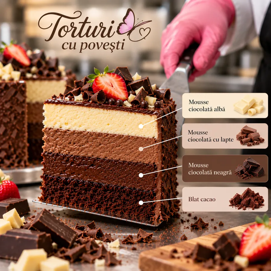Secțiune tort: Trio de ciocolată