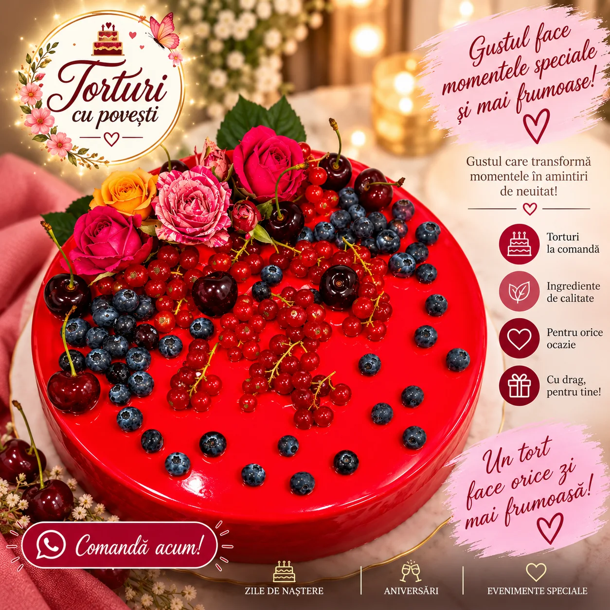 Tort romantic cu fructe